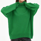 Women's Oversized Turtleneck Pullover Sweater - Basic Knit