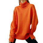 Women's Oversized Turtleneck Pullover Sweater - Basic Knit