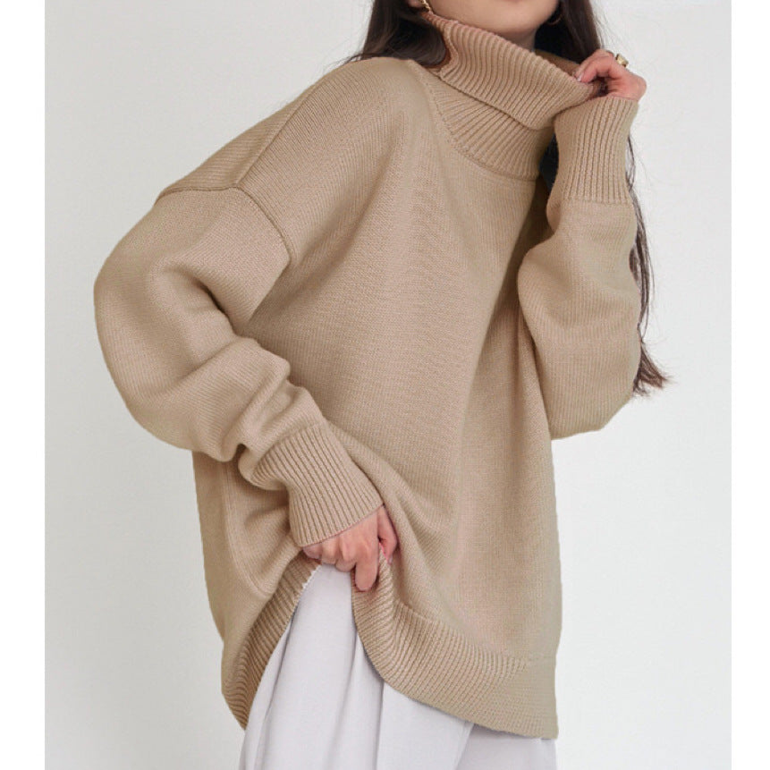 Women's Oversized Turtleneck Pullover Sweater - Basic Knit