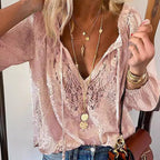 Lace-Embellished Women's Blouse