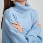 Women's Oversized Turtleneck Pullover Sweater - Basic Knit
