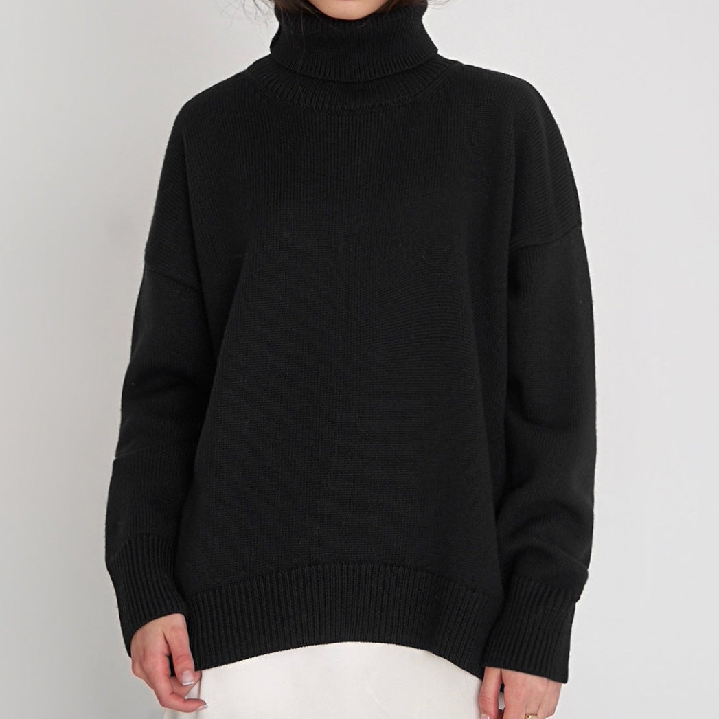 Women's Oversized Turtleneck Pullover Sweater - Basic Knit