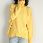 Women's Oversized Turtleneck Pullover Sweater - Basic Knit