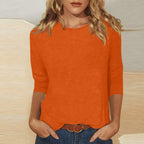 Stylish 3/4 Sleeve Casual Women's Top with Curved Hem by Heidi Fashion