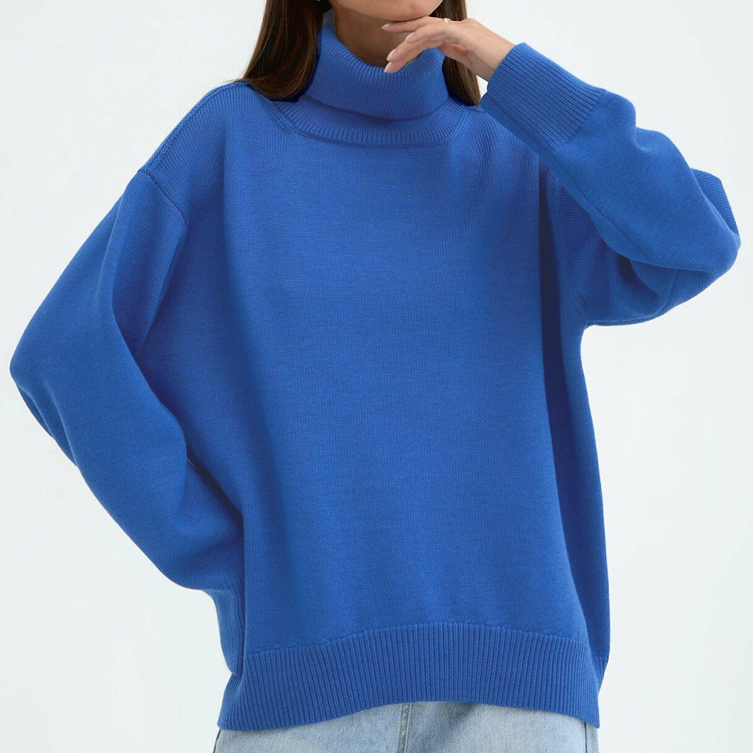 Women's Oversized Turtleneck Pullover Sweater - Basic Knit