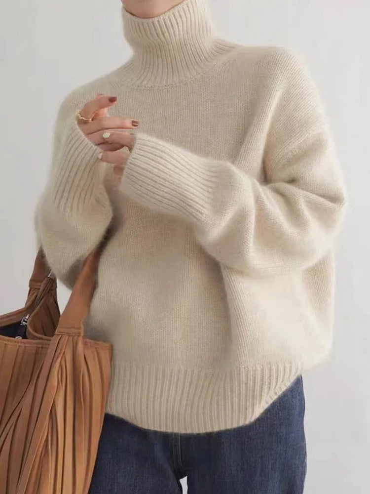 Stylish Women's Turtleneck Knit Sweater