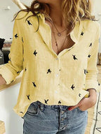 Chic Long-Sleeve Cotton Blouse for Women