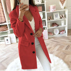 Women's Double-Breasted Wool Coat with Notched Collar