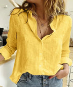 Chic Long-Sleeve Cotton Blouse for Women