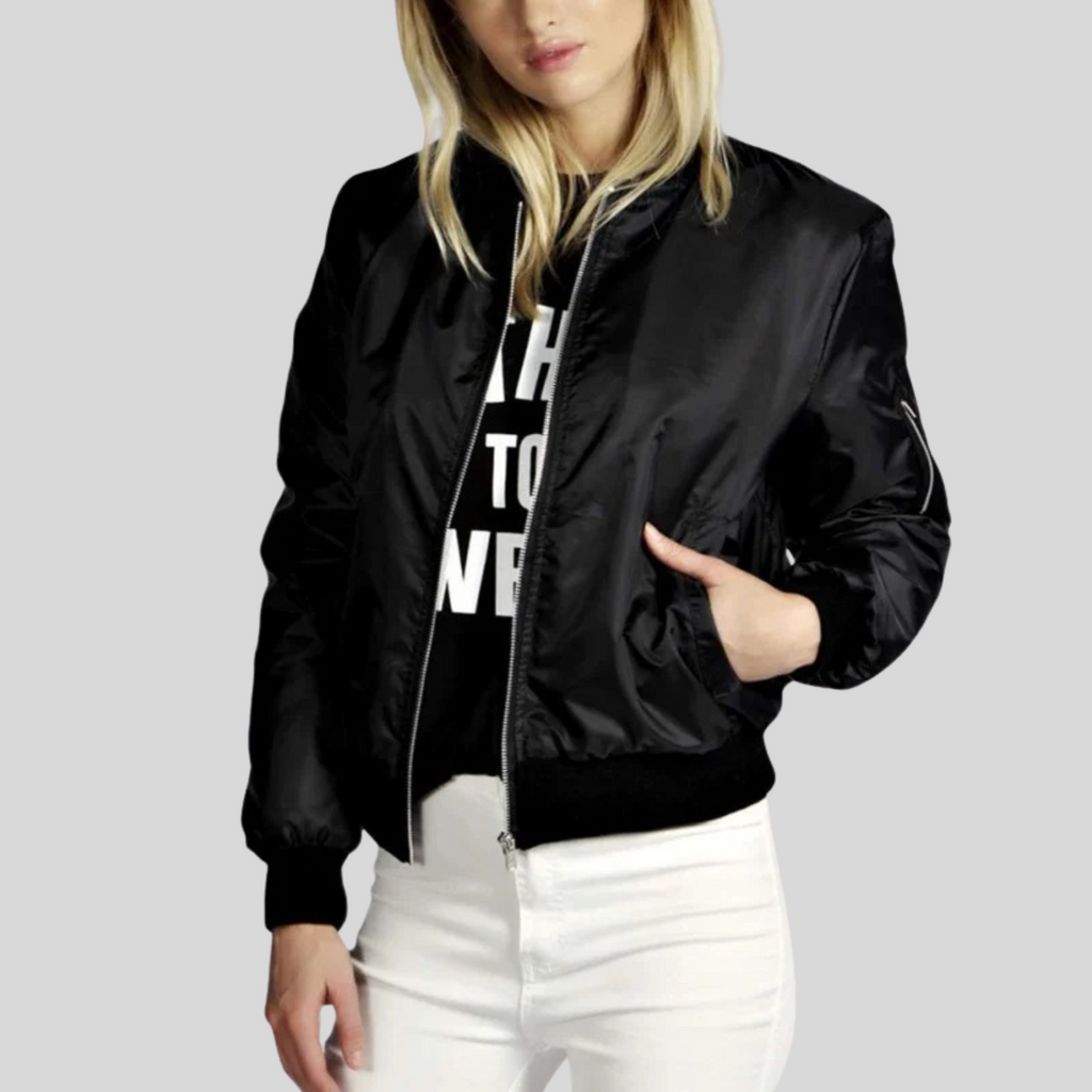 Women's Bomber Jacket with Crew Neck