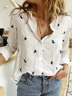 Chic Long-Sleeve Cotton Blouse for Women