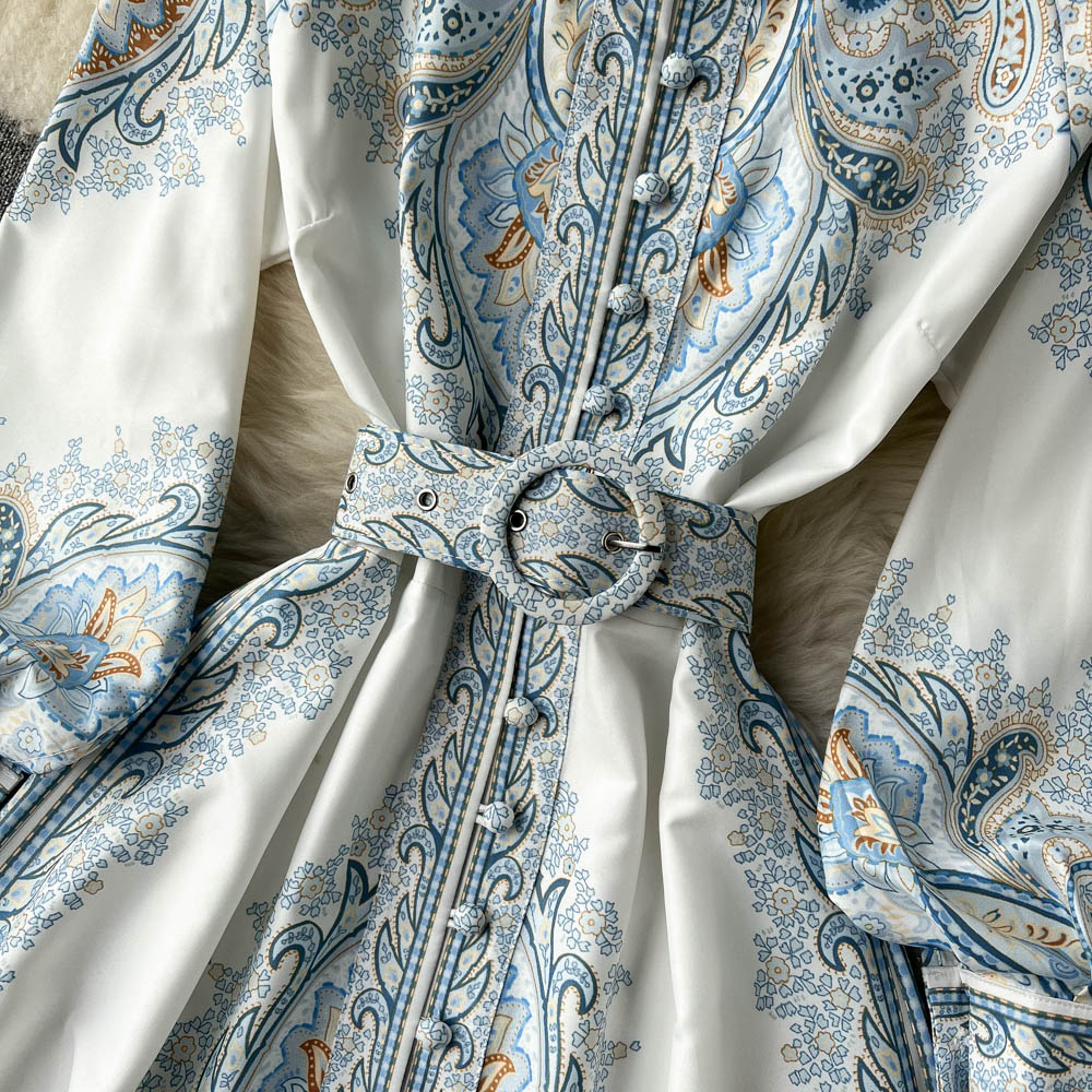 Floral A-Line Dress with Belted Waist