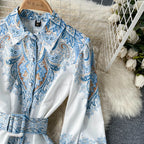 Floral A-Line Dress with Belted Waist