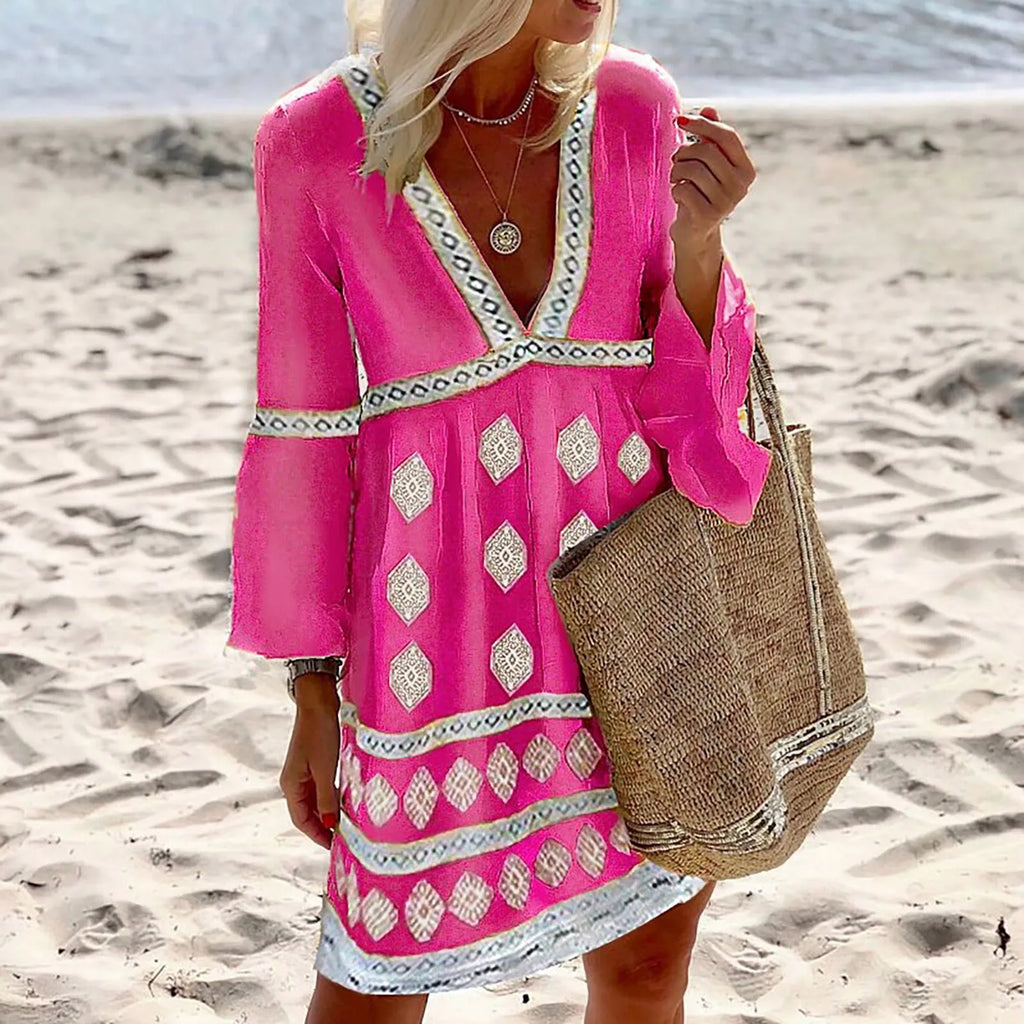 Relaxed Summer Dress Featuring Batwing Sleeves