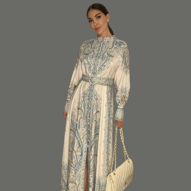 Floral A-Line Dress with Belted Waist