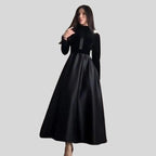 Stylish Velvet Turtleneck Dress with Flared Hem