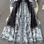 Floral A-Line Dress with Belted Waist