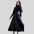 Stylish Velvet Turtleneck Dress with Flared Hem