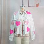 Heart-Embellished Corduroy Jacket with Sequin Detail