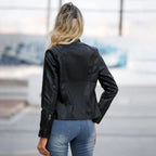 Collar-Free Biker Jacket