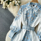 Floral A-Line Dress with Belted Waist