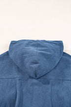 Teal Hooded Jacket with Zipper and Drawstring