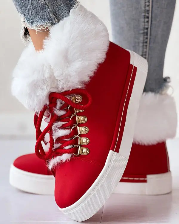 Stylishly Designed Lace-Up Padded Ankle Boots