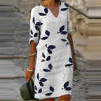 Delightful Women's Summer Dress Featuring Leaf Print
