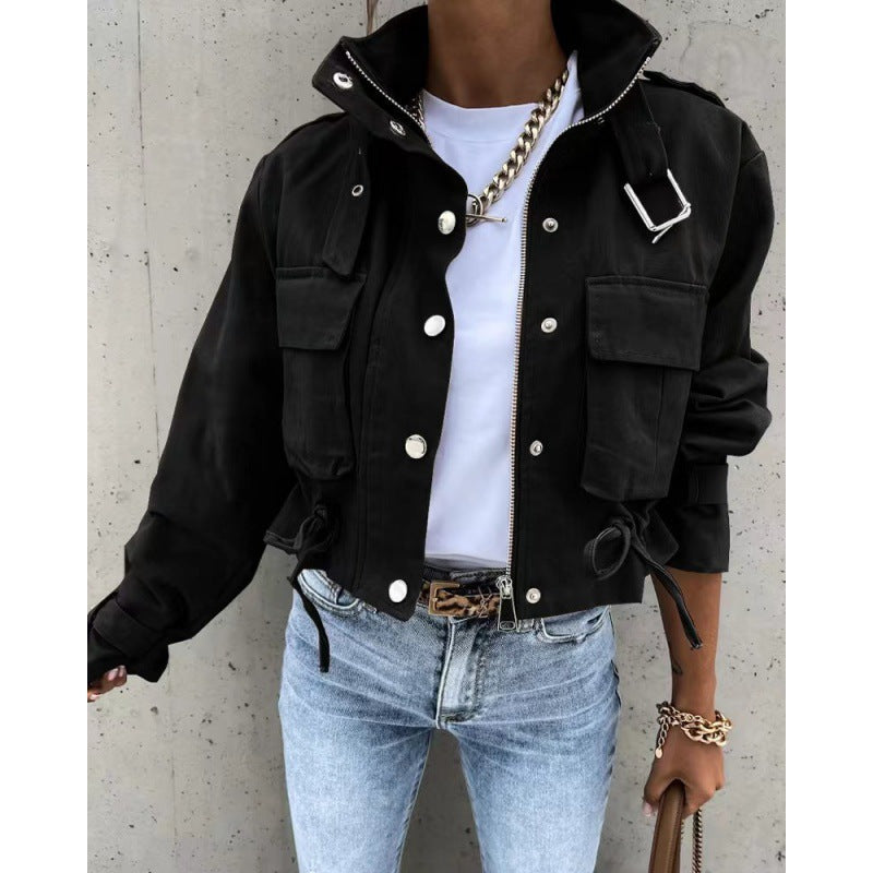 Stylish Women's Stand-Up Collar Jacket