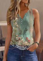Watercolor Floral Sleeveless Blouse