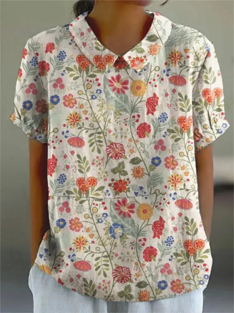 Floral Print Cotton Blouse