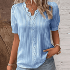 Chic V-Neck Blouse with Lace Details