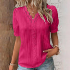 Chic V-Neck Blouse with Lace Details