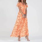 Graceful Floral Chiffon Gown