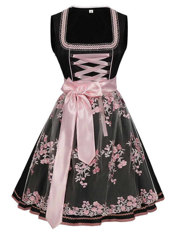 Floral Pattern Dirndl Dress for Oktoberfest Celebrations