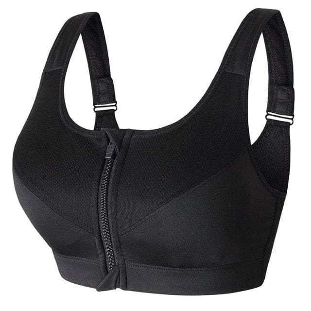 Plus Size Sports Bra with Unique Zipper Design