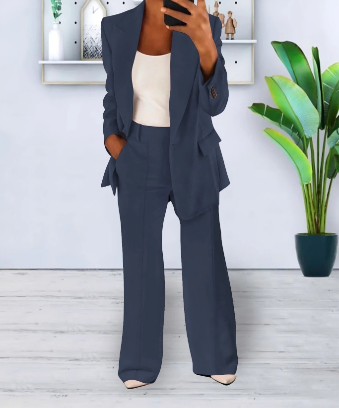 Blazer and Wide-Leg Trousers Ensemble